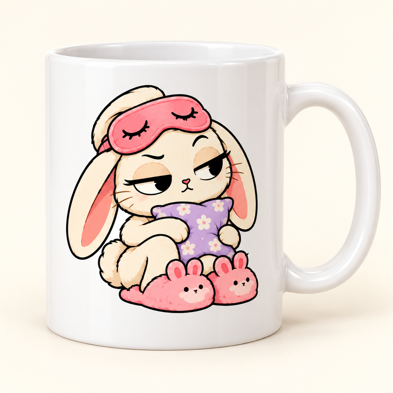 Caneca branca Soneca é Compromisso, imagem ilustrativa